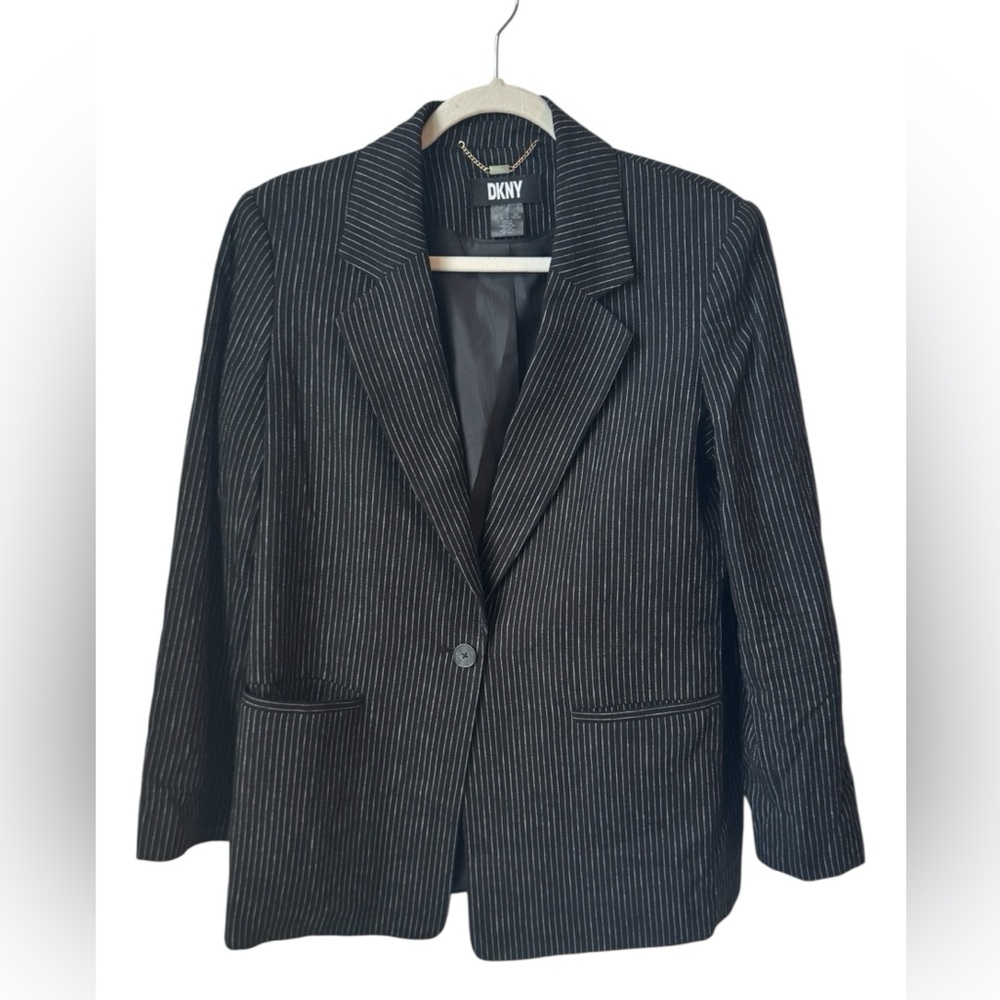 DKNY Women's Black Pinstripe Blazer
